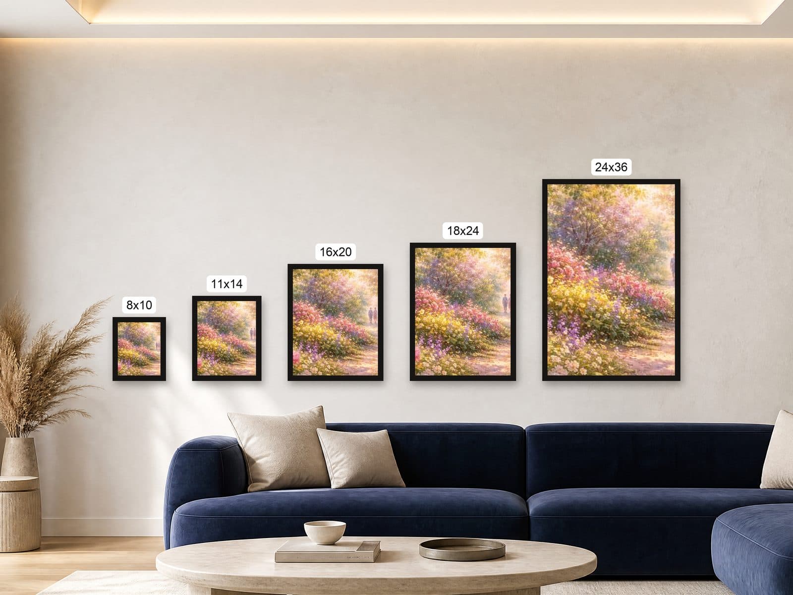 How Big Is 8x10, 11x14, 16x20 or 24x36 on a Wall? Sizes Shown to Scale