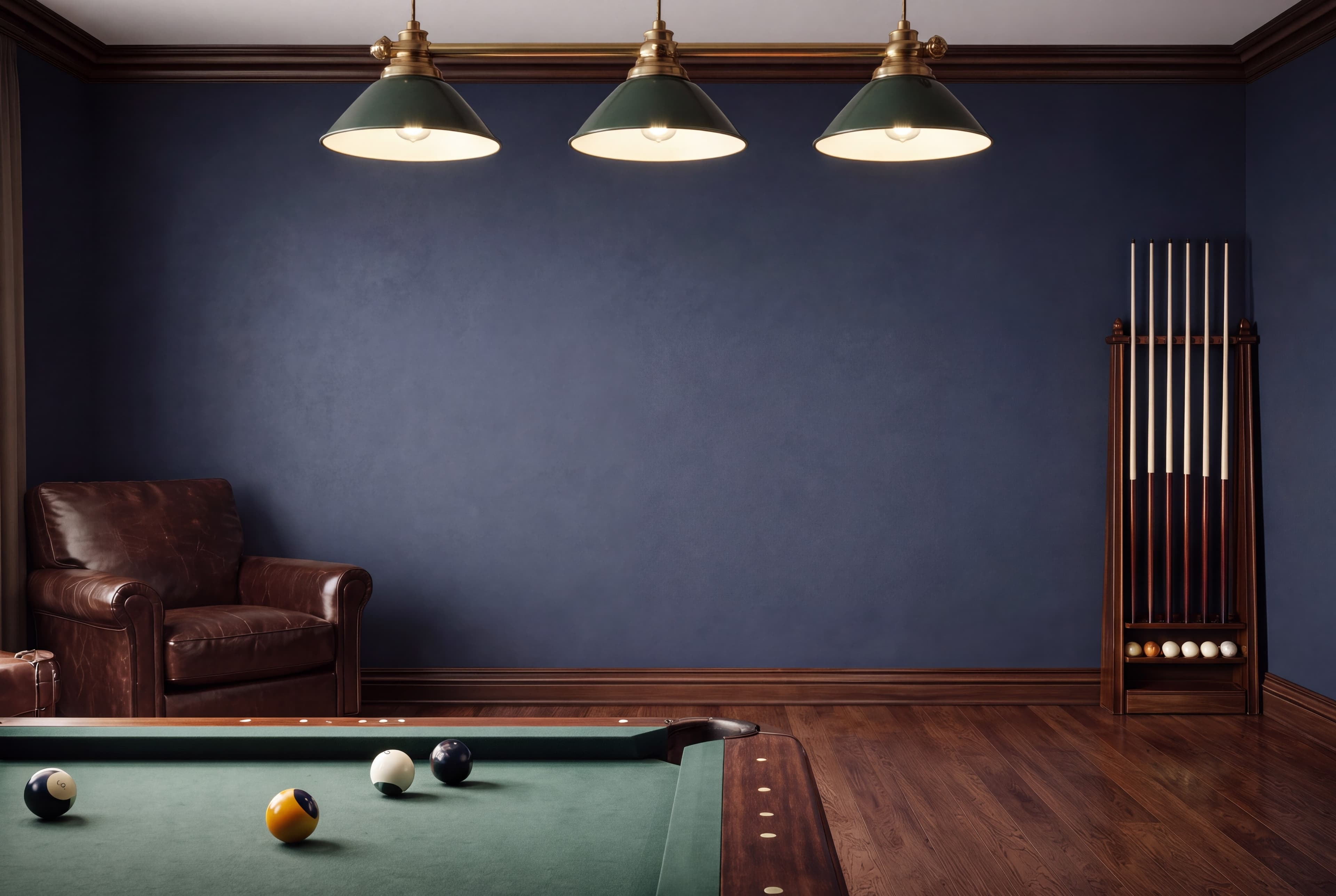 Billiard Room with Elegant Walls, ranked 14 among man cave mockups