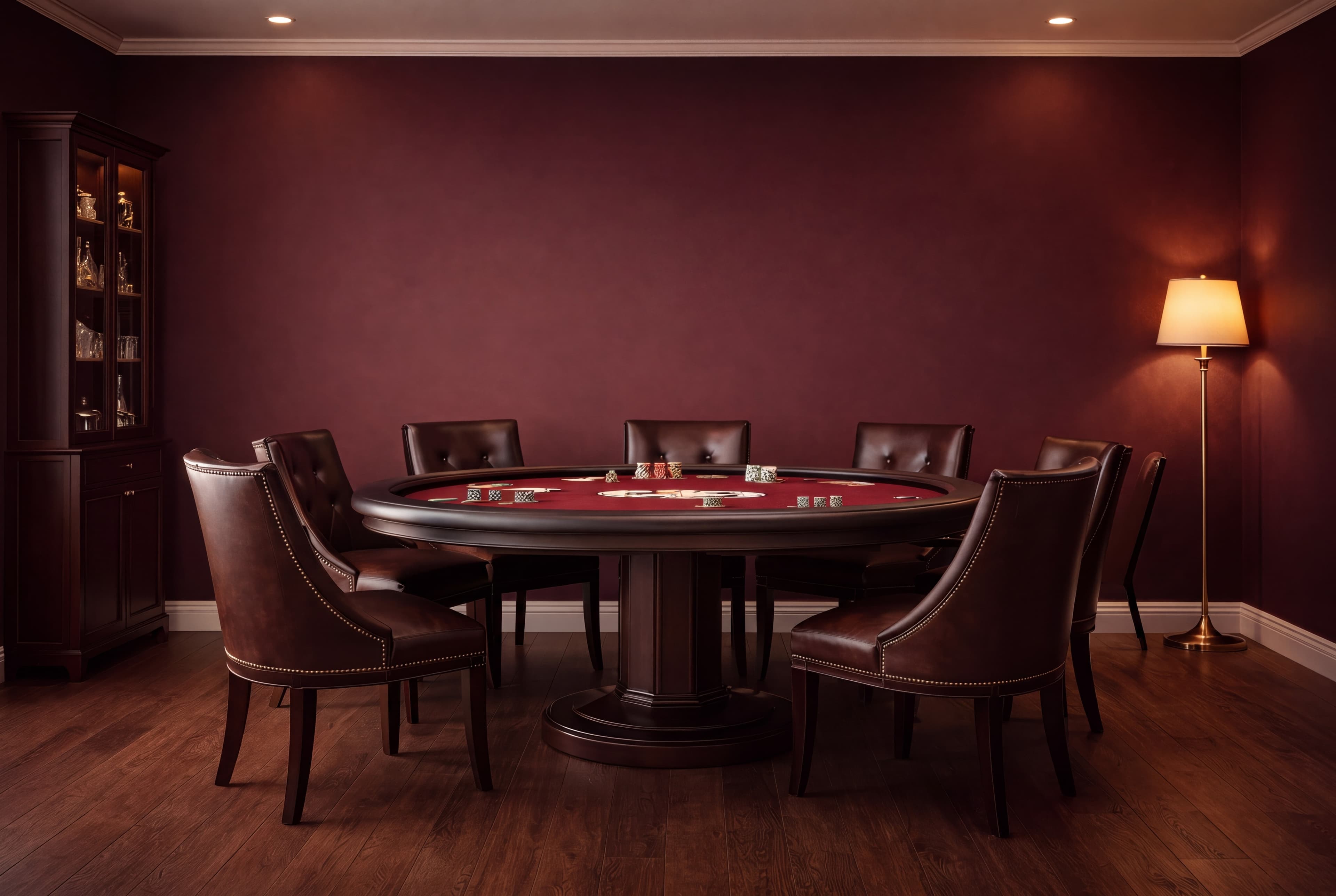 Elegant Poker Room with Red Walls, ranked 10 among man cave mockups