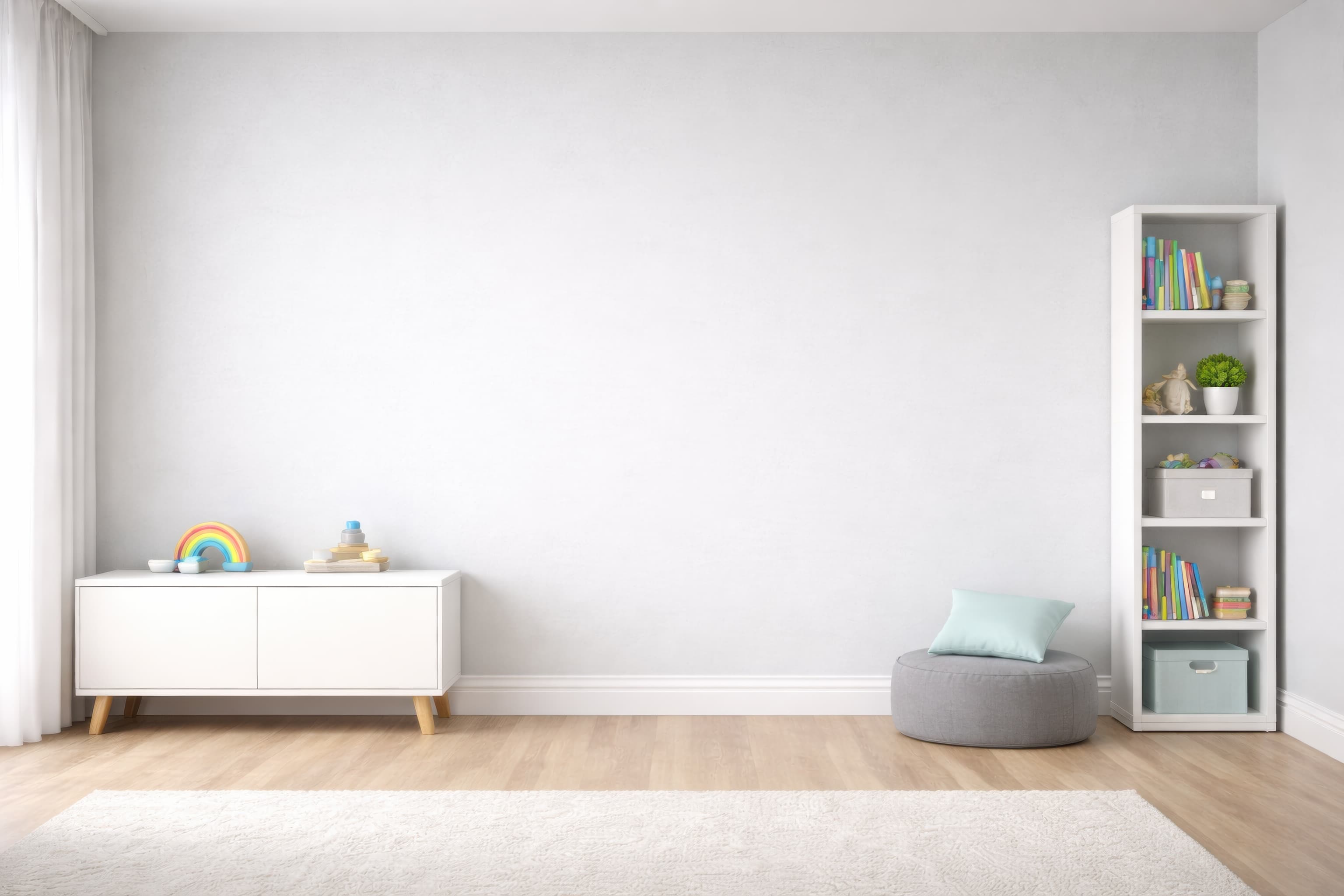 Kids Room with Modern White Walls, ranked 14 among nursery mockups