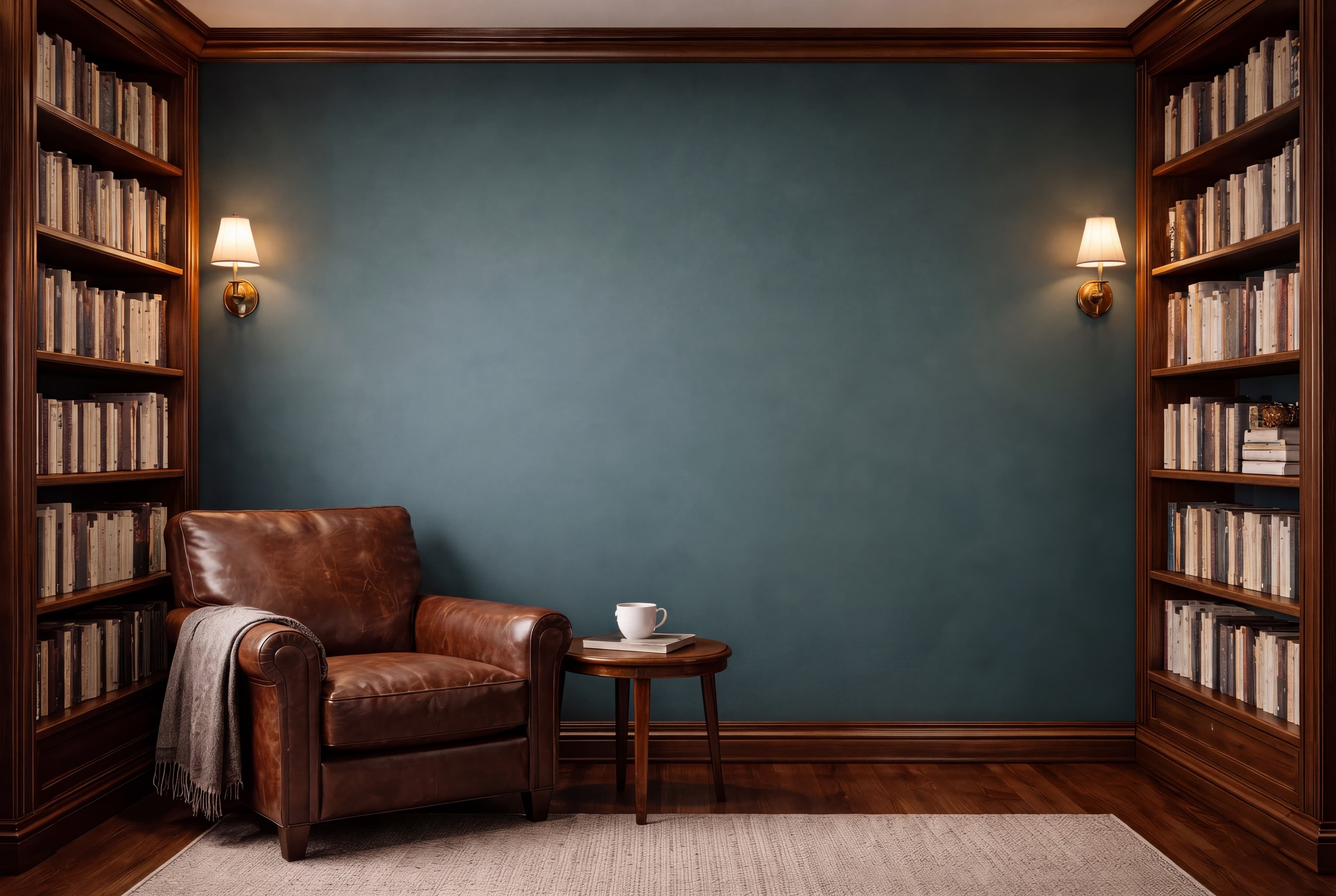 Library with Wood Paneling and Blue Walls, ranked 4 among man cave mockups