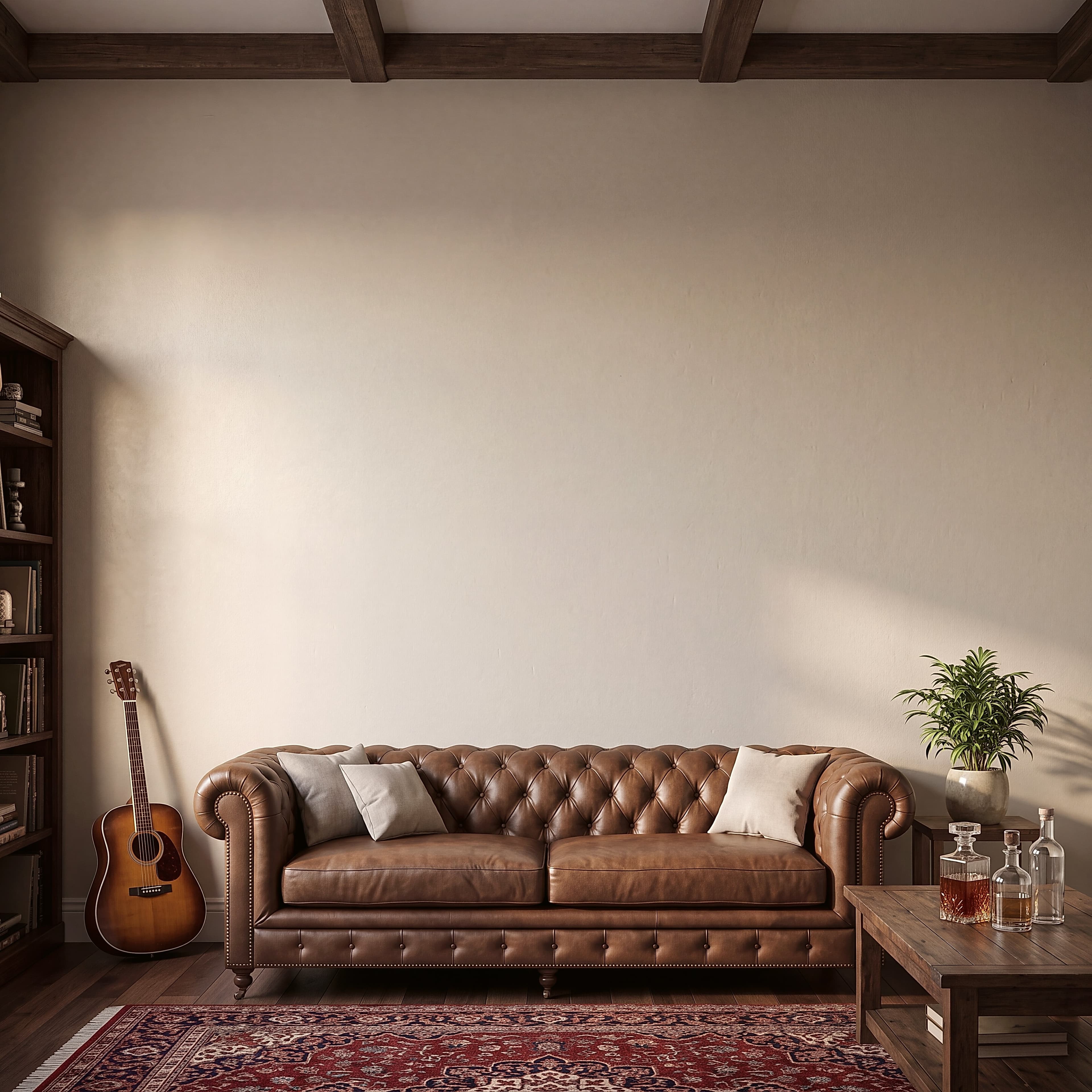 Vintage Living room with chesterfield sofa and coffee table, ranked 19 among man cave mockups