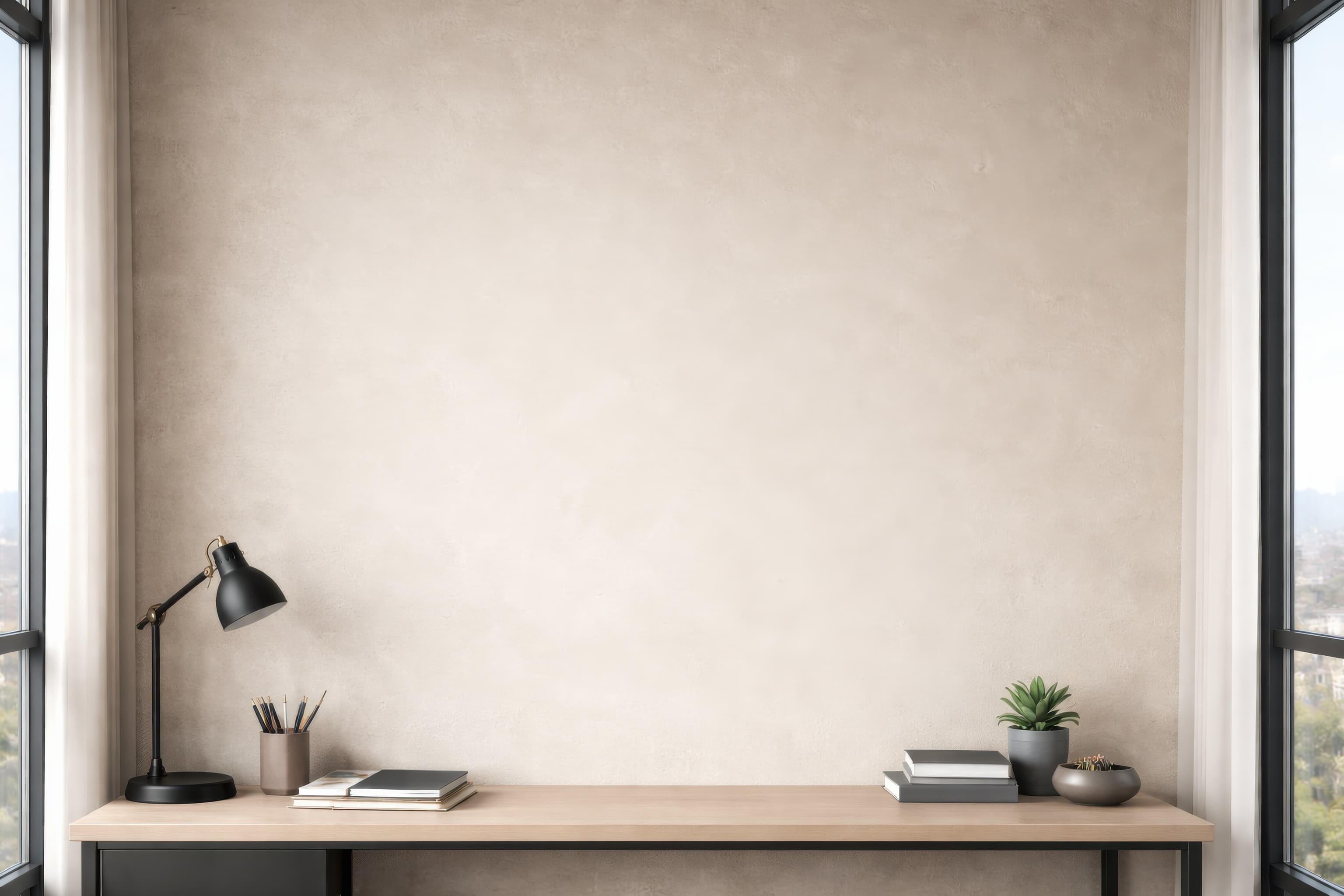 Cool Beige Architect Studio, ranked 13 among blank-wall mockups
