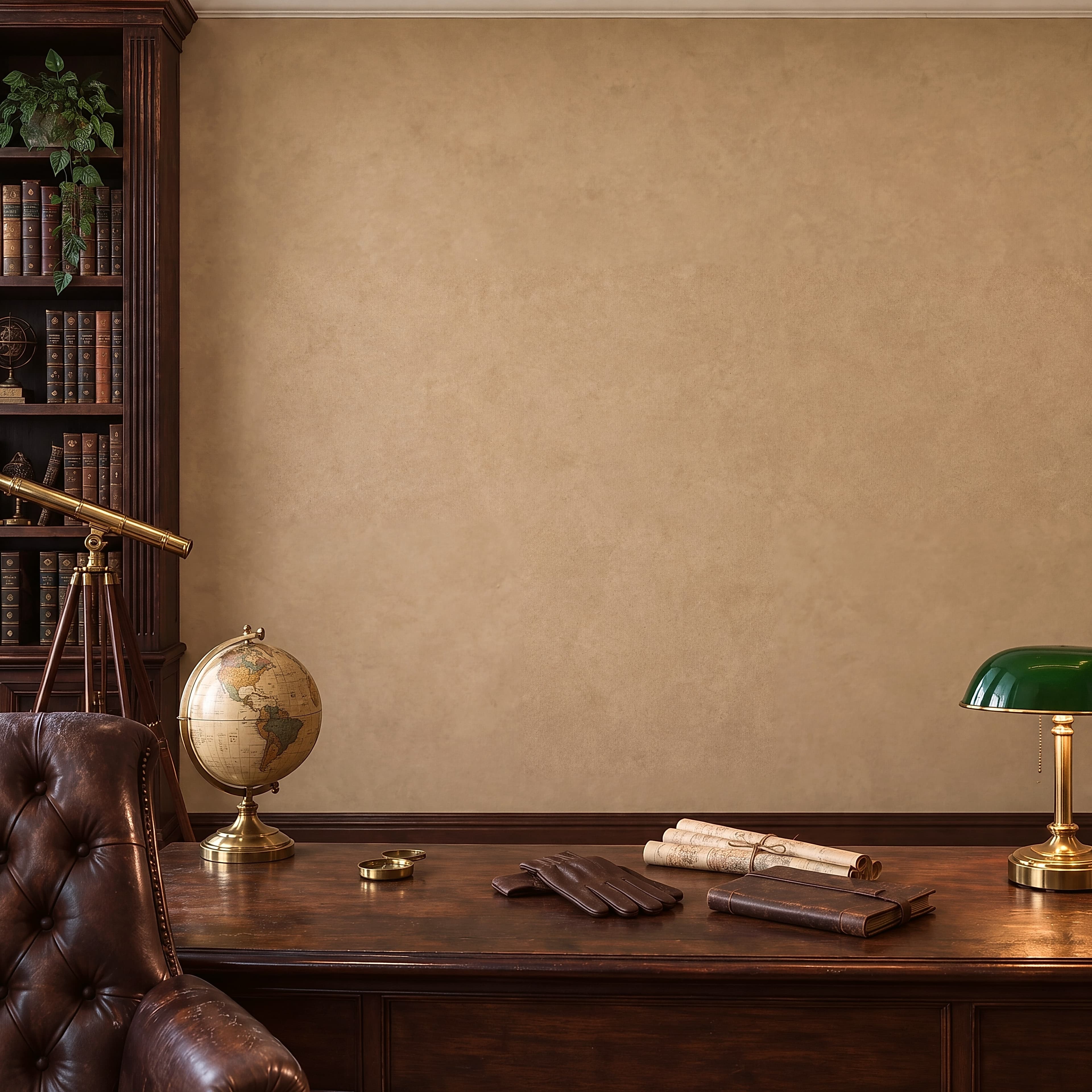 Vintage Office with executive desk and tufted armchair, ranked 18 among man cave mockups