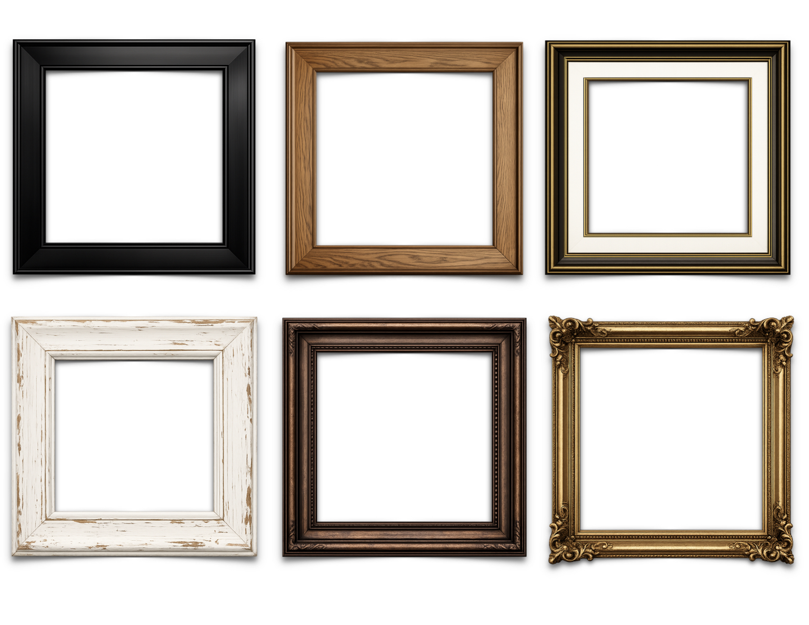 Frame style samples in a clean grid