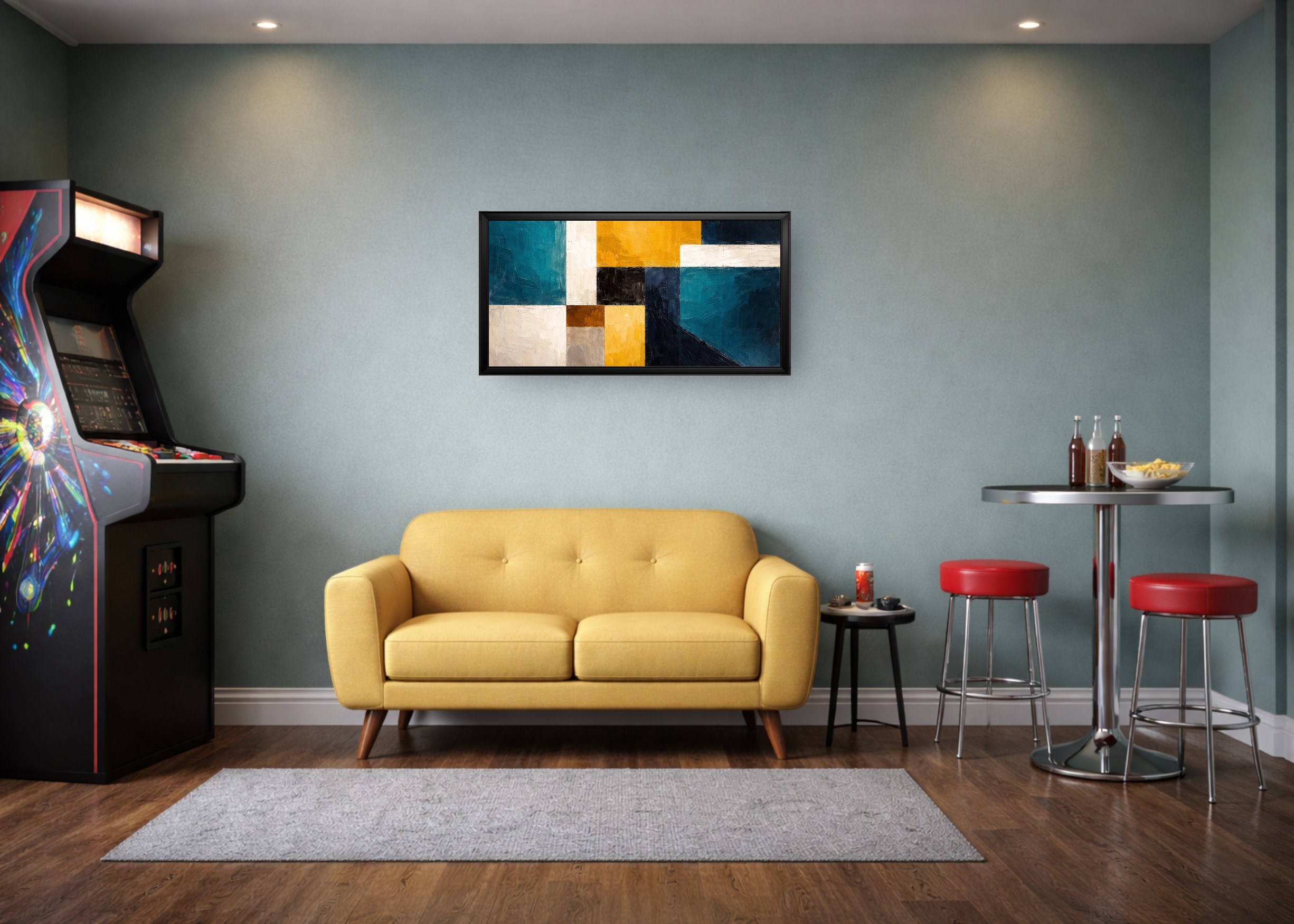 Wall art mockup example in a realistic room