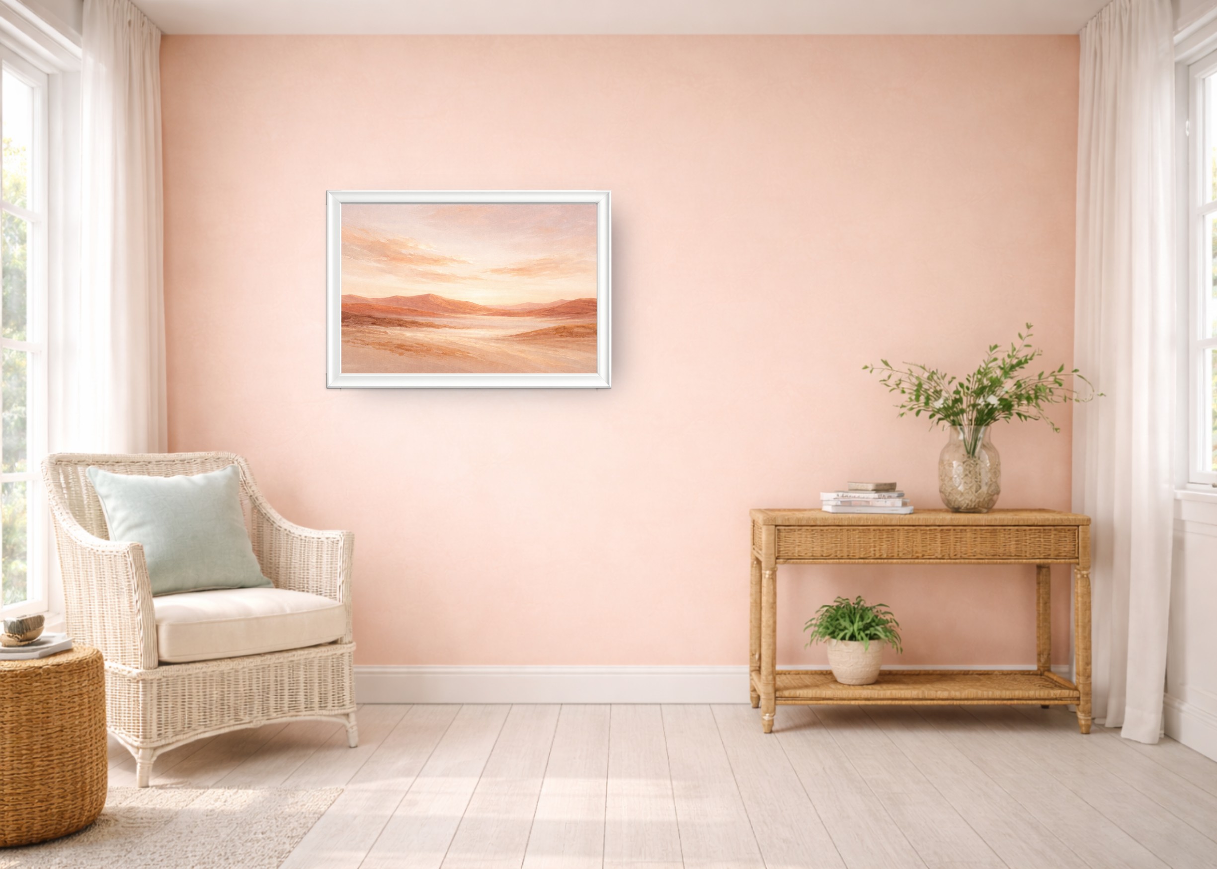 Wall art mockup example in a realistic room