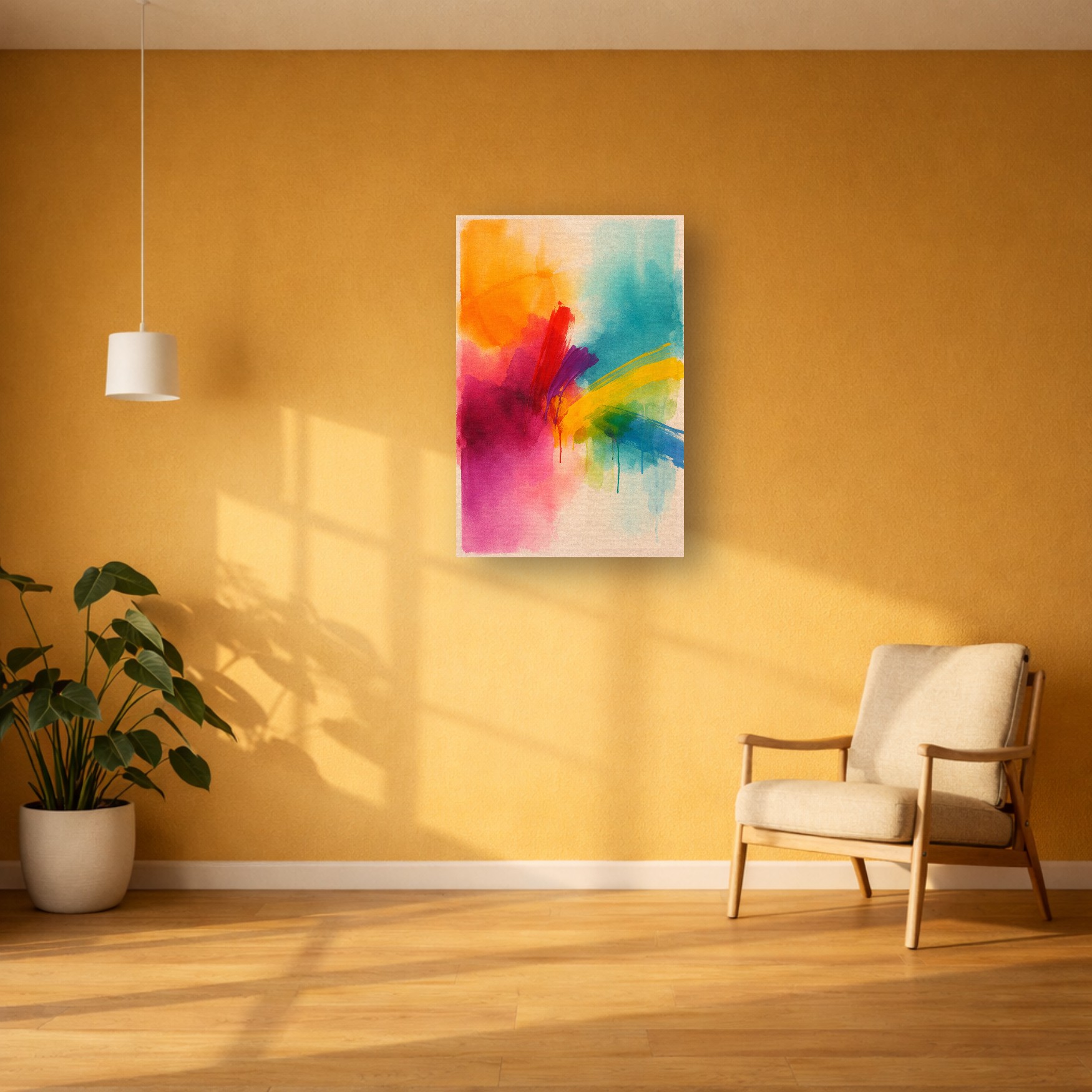 Wall art mockup example in a realistic room