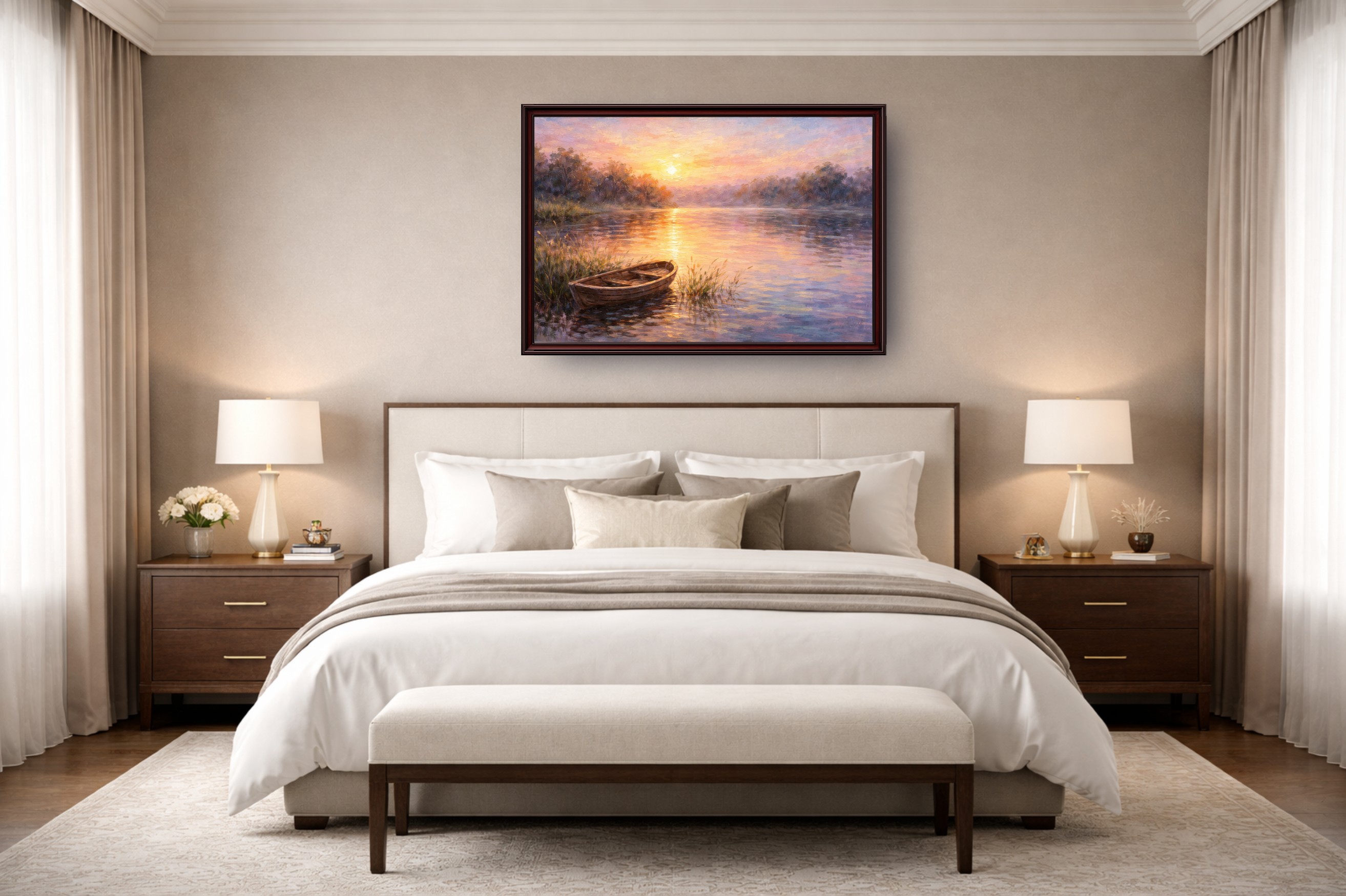WallMockup editor showing artwork placed in a realistic interior